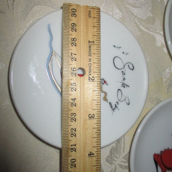 POTTERY BARN Holiday SANTA BABY Coasters / 4" Small Plates Set of 7 Retired EUC - Picture 2 of 5